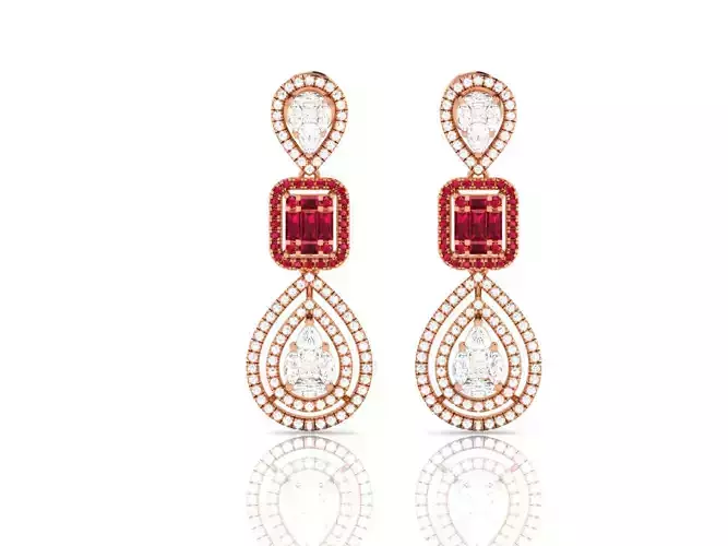 Women long earrings 3dm render detail