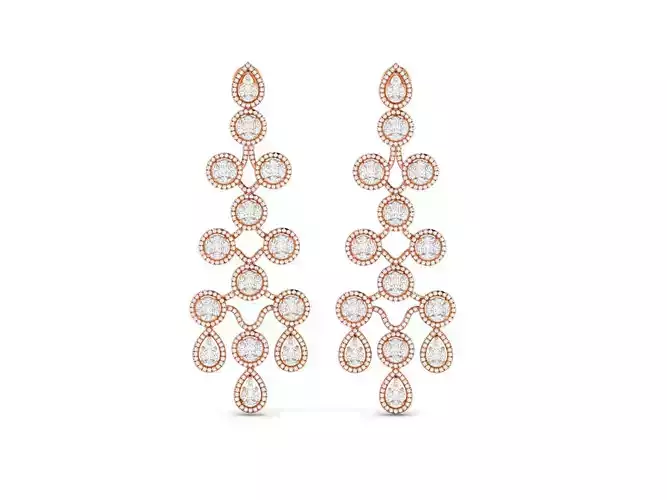 Women long earrings 3dm render detail