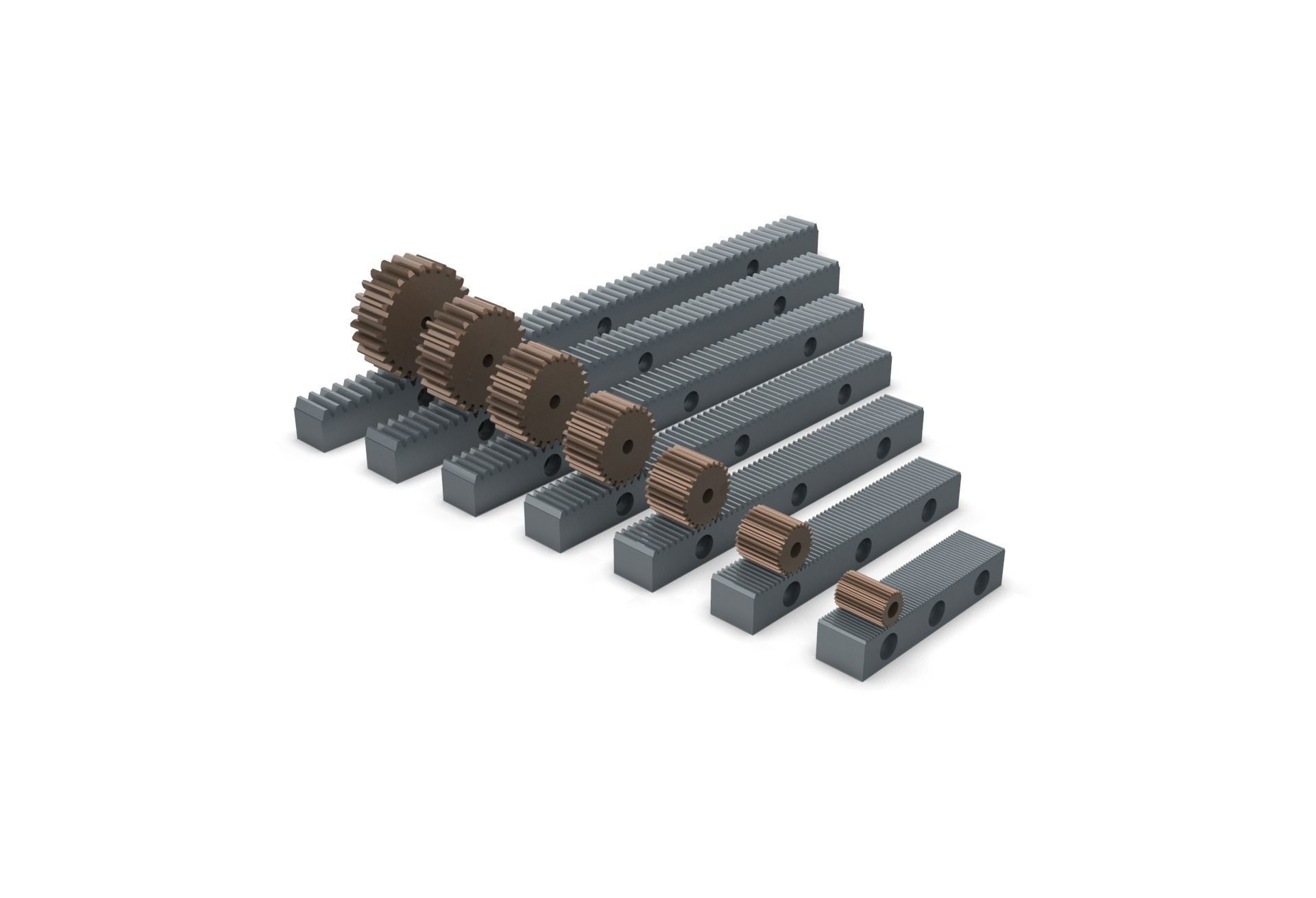 Multiple Gear Rack Set 3D print model_7