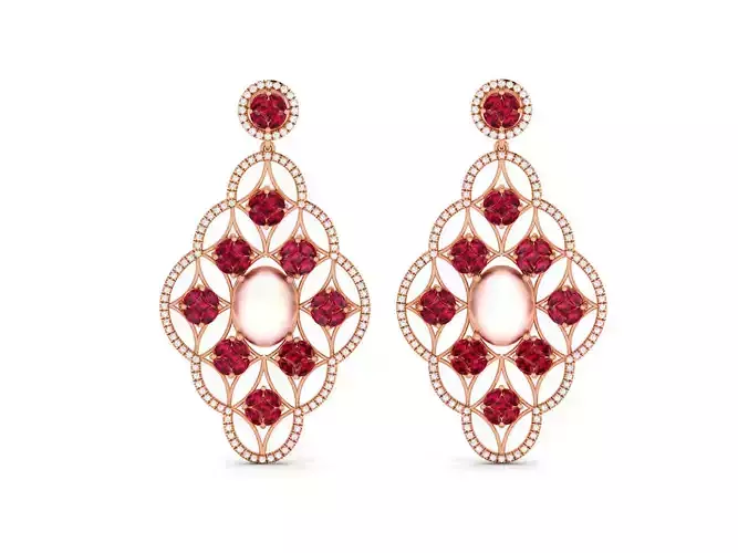 Women long earrings 3dm render detail