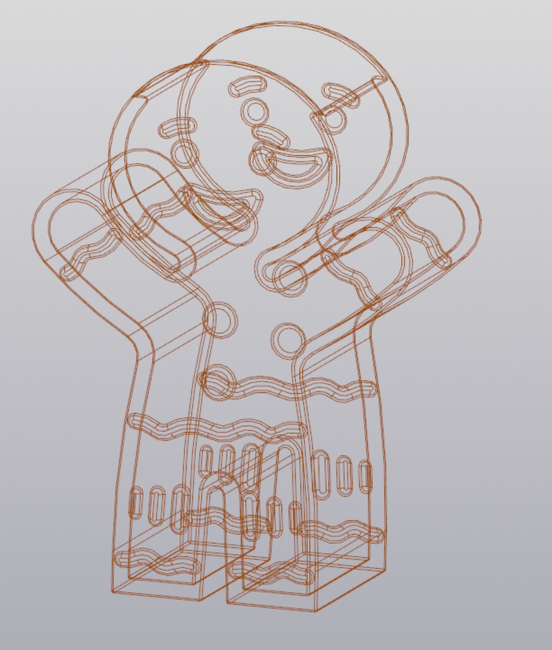 Gingerbread Man Vase Penholder 3D print model_6