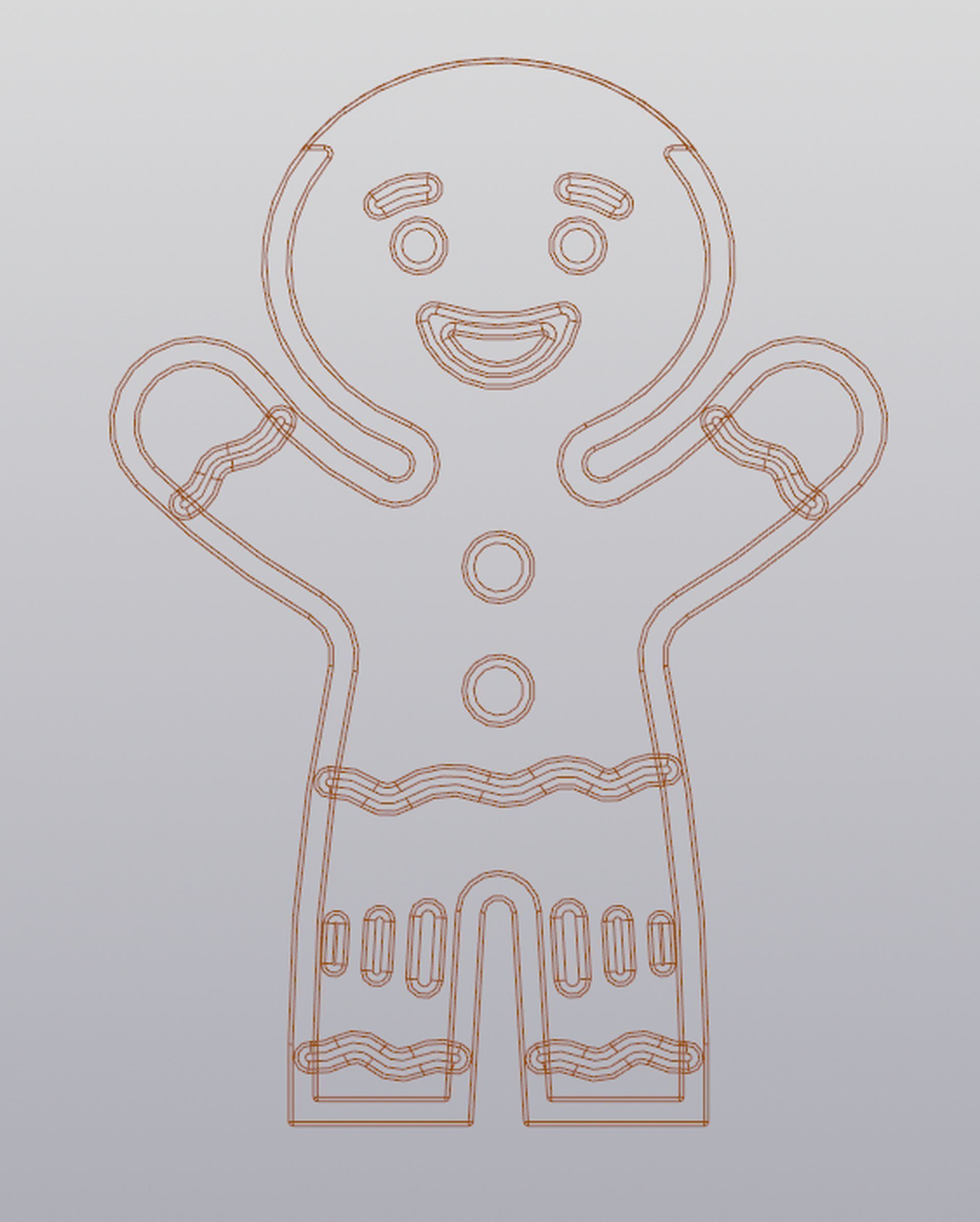 Gingerbread Man Vase Penholder 3D print model_7