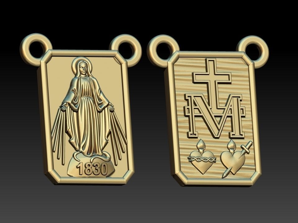 Milagrosa Our Lady of Graces Scapular Nossa senhora Escapulario 3D print model_1