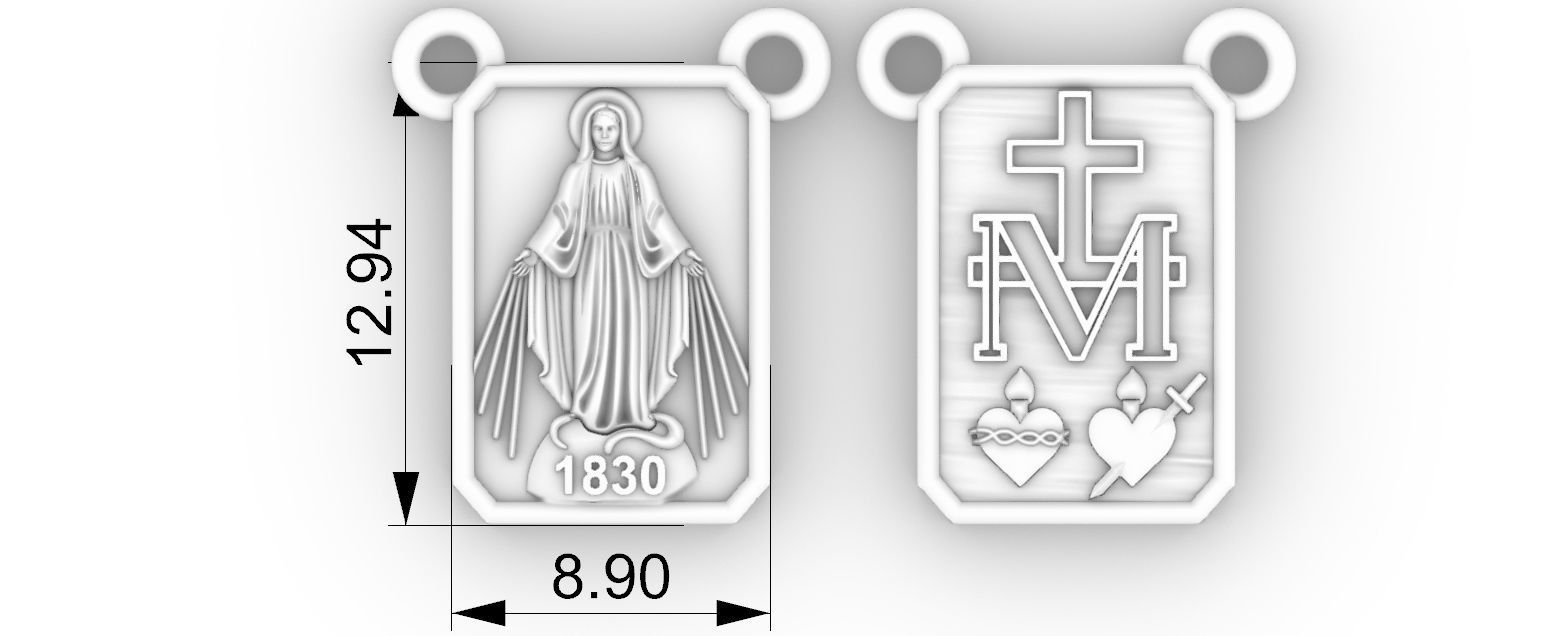 Milagrosa Our Lady of Graces Scapular Nossa senhora Escapulario 3D print model_6