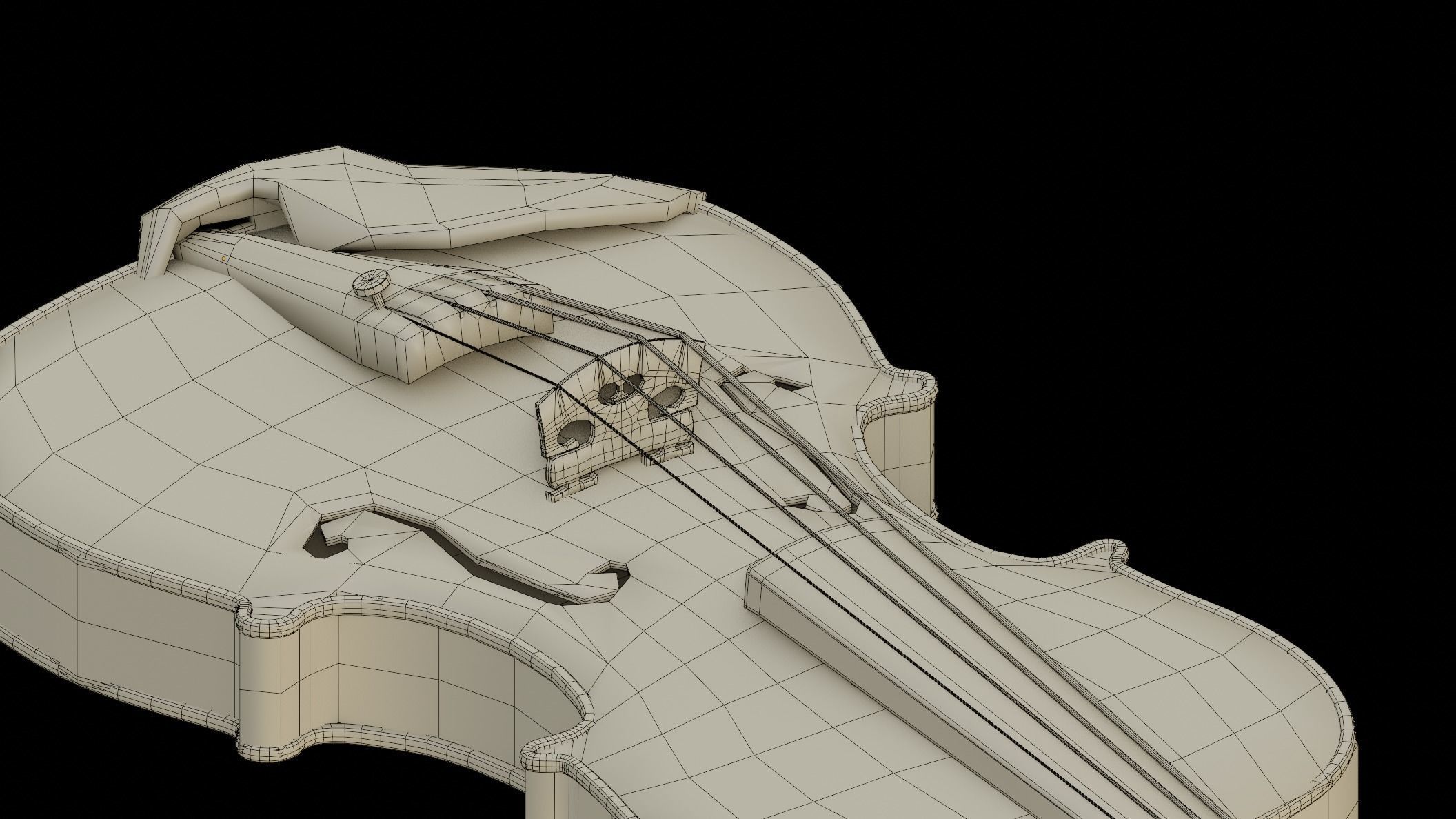 Violin with bow 3D model_10