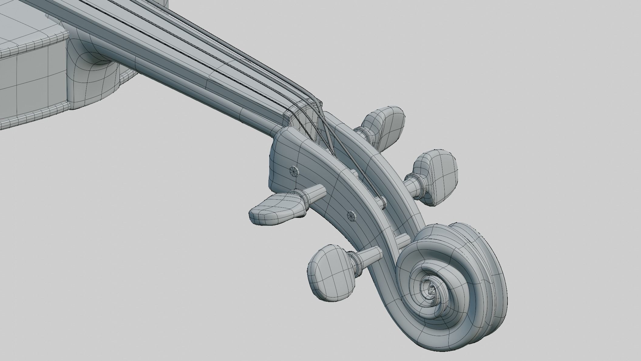 Violin with bow 3D model_8