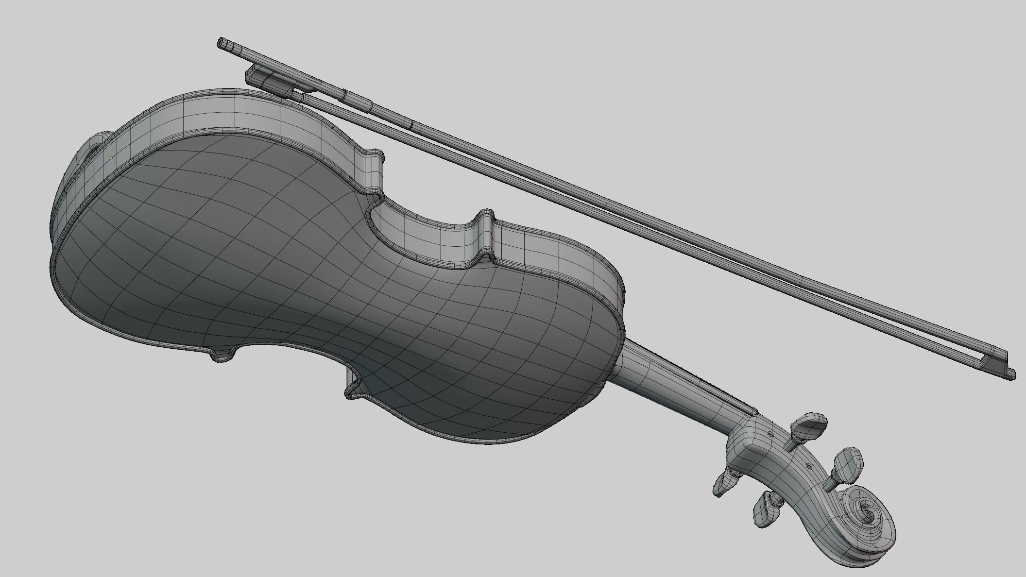 Violin with bow 3D model_12