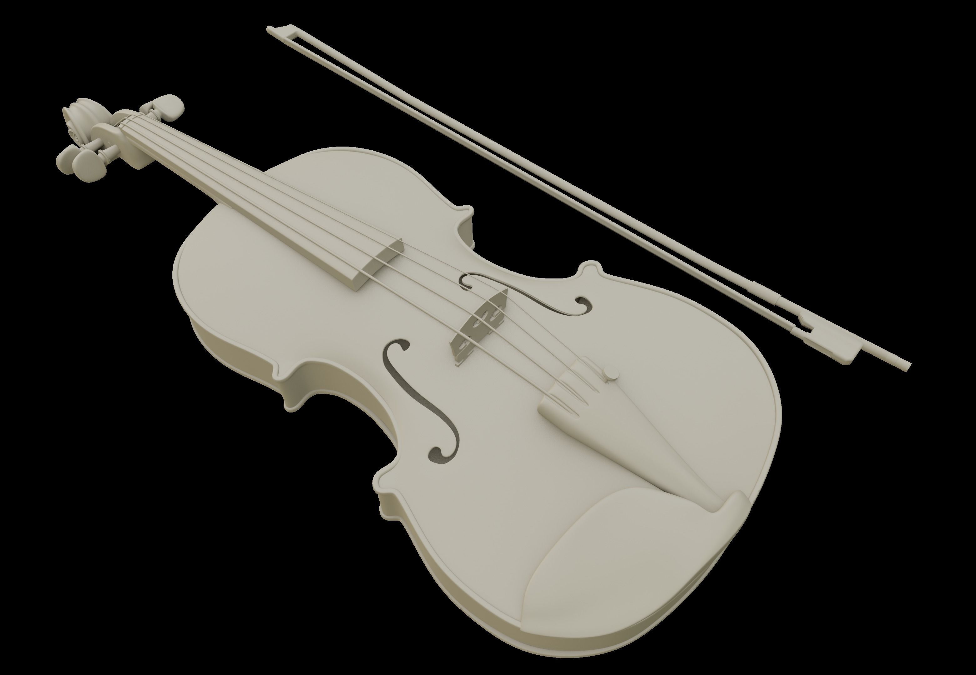 Violin with bow 3D model_1