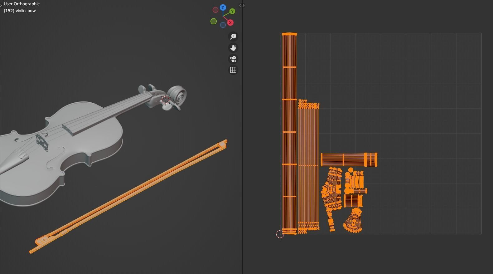 Violin with bow 3D model_4