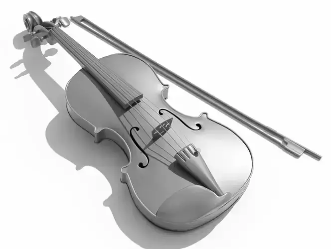 Violin with bow 3D model