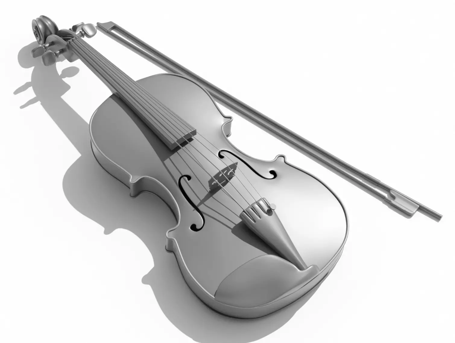 Violin with bow 3D model_0