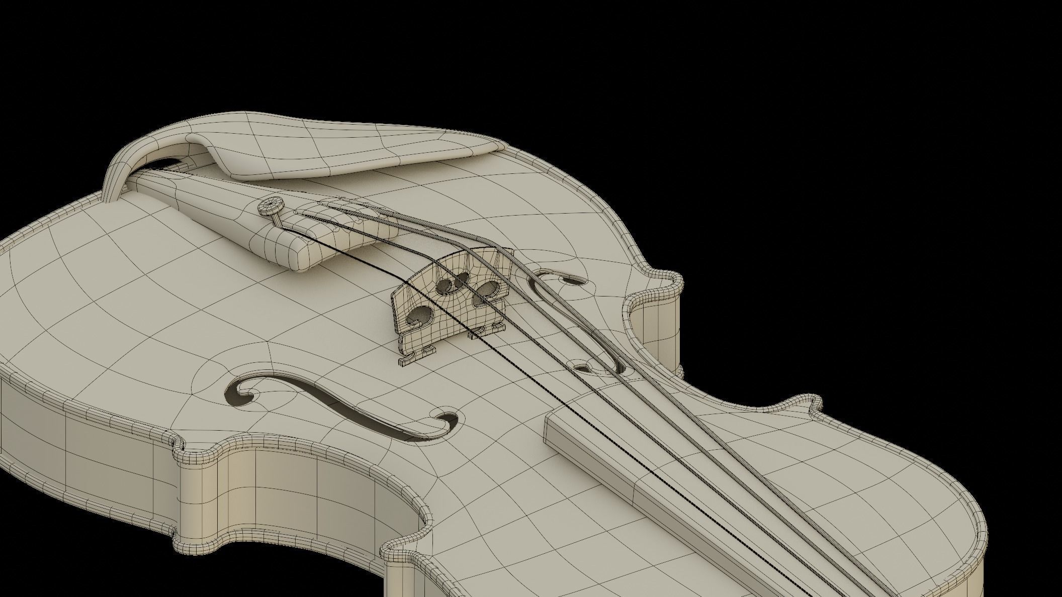 Violin with bow 3D model_9
