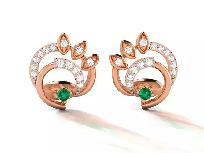 Women studs earrings 3dm render detail