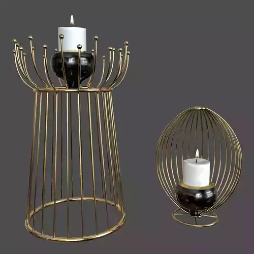 candle set 4 two metal cages and Free 3D model