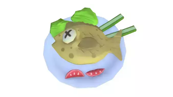 Cooked fish  Low-poly 3D model