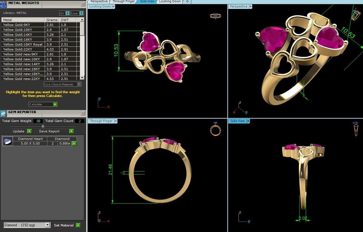 Heart Diamond Ring 3dm render details 3D print model_5