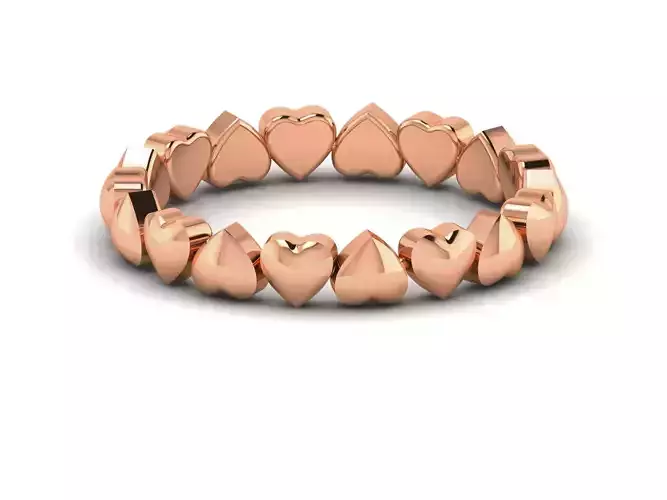 Plain Gold Heart Band 3dm render details