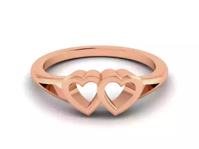 Plain Gold Heart Ring 3dm render details