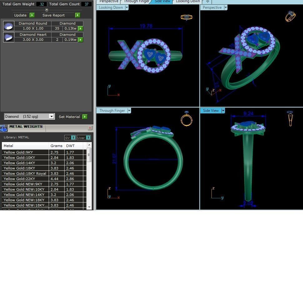 Heart Diamond Ring 3dm render details 3D print model_5