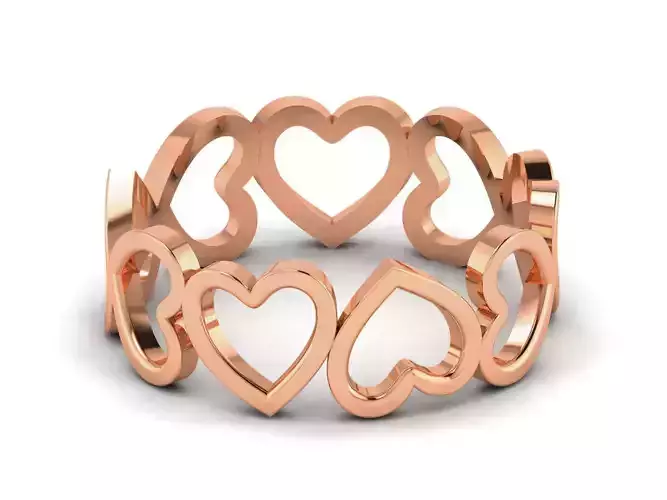 Plain Gold Heart Ring 3dm render details