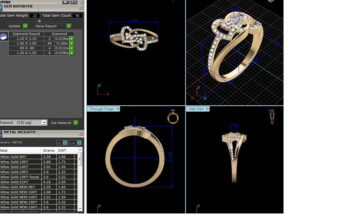 Heart Diamond Ring 3dm render details 3D print model_6