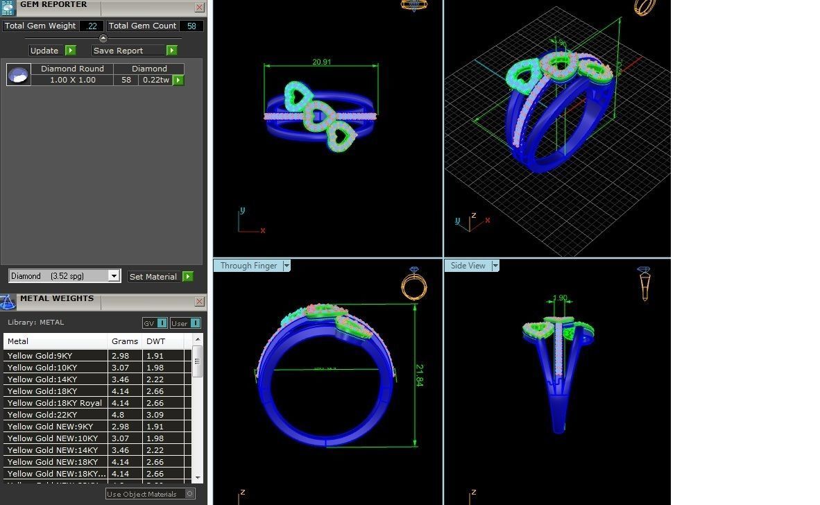 Women Diamond Ring 3dm render details 3D print model_5