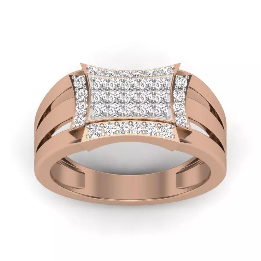 Gents Diamond Ring 3dm render details 3D print model_0