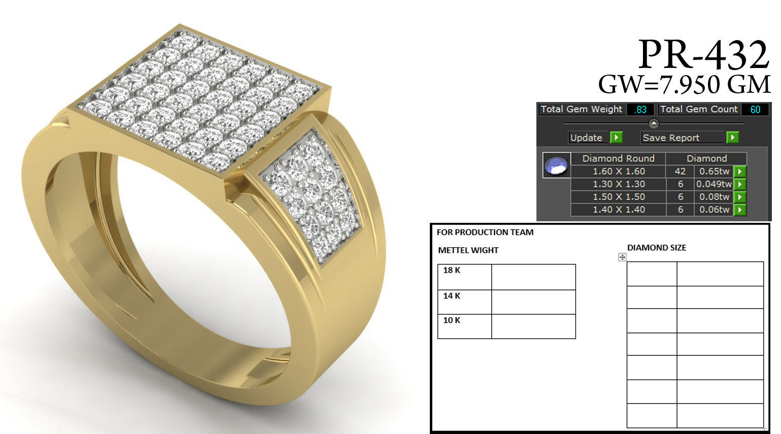 Gents Diamond Ring 3dm render details 3D print model_5