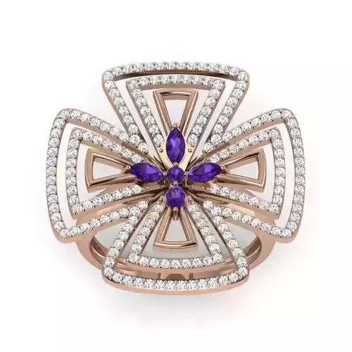 Women Cocktail Ring 3dm render details