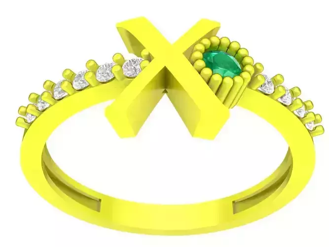 X letter diamond woman ring 4383