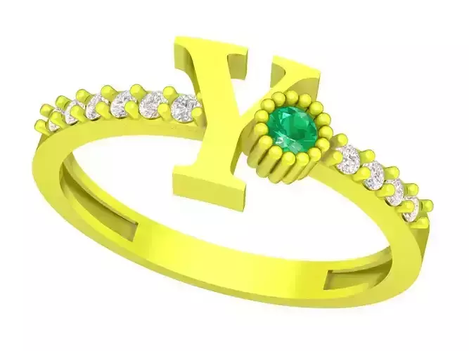 Letter Y Diamond Ring 3D Model 4384 3D model 3D printable | CGTrader