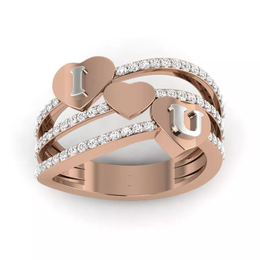 I Love You Diamond Ring 3dm render details 3D print model_0