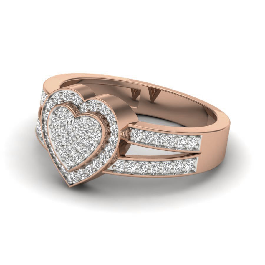 Heart Diamond Ring 3dm render details 3D print model_3