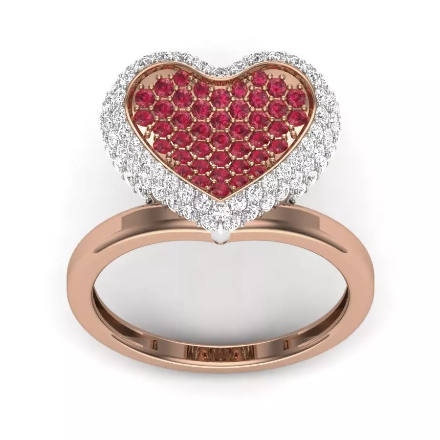 Heart Diamond Ring 3dm render details 3D print model_0