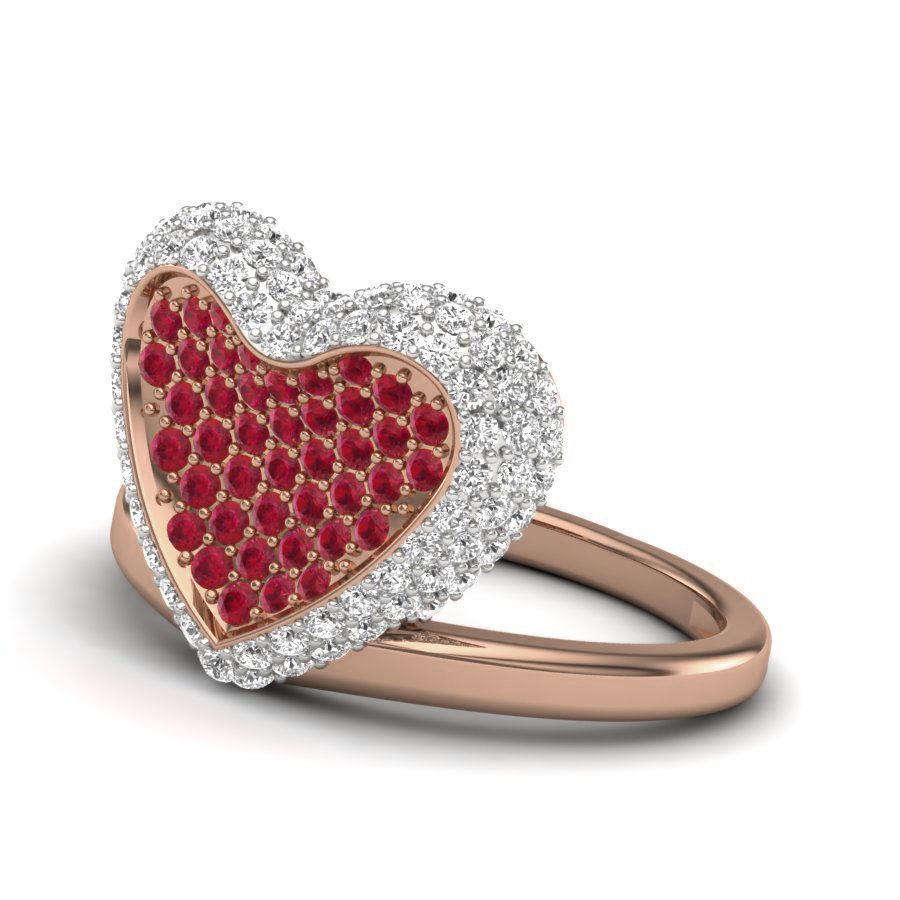 Heart Diamond Ring 3dm render details 3D print model_3