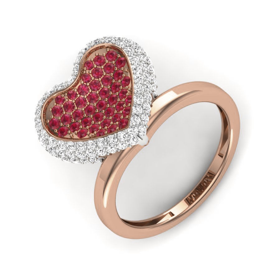 Heart Diamond Ring 3dm render details 3D print model_4