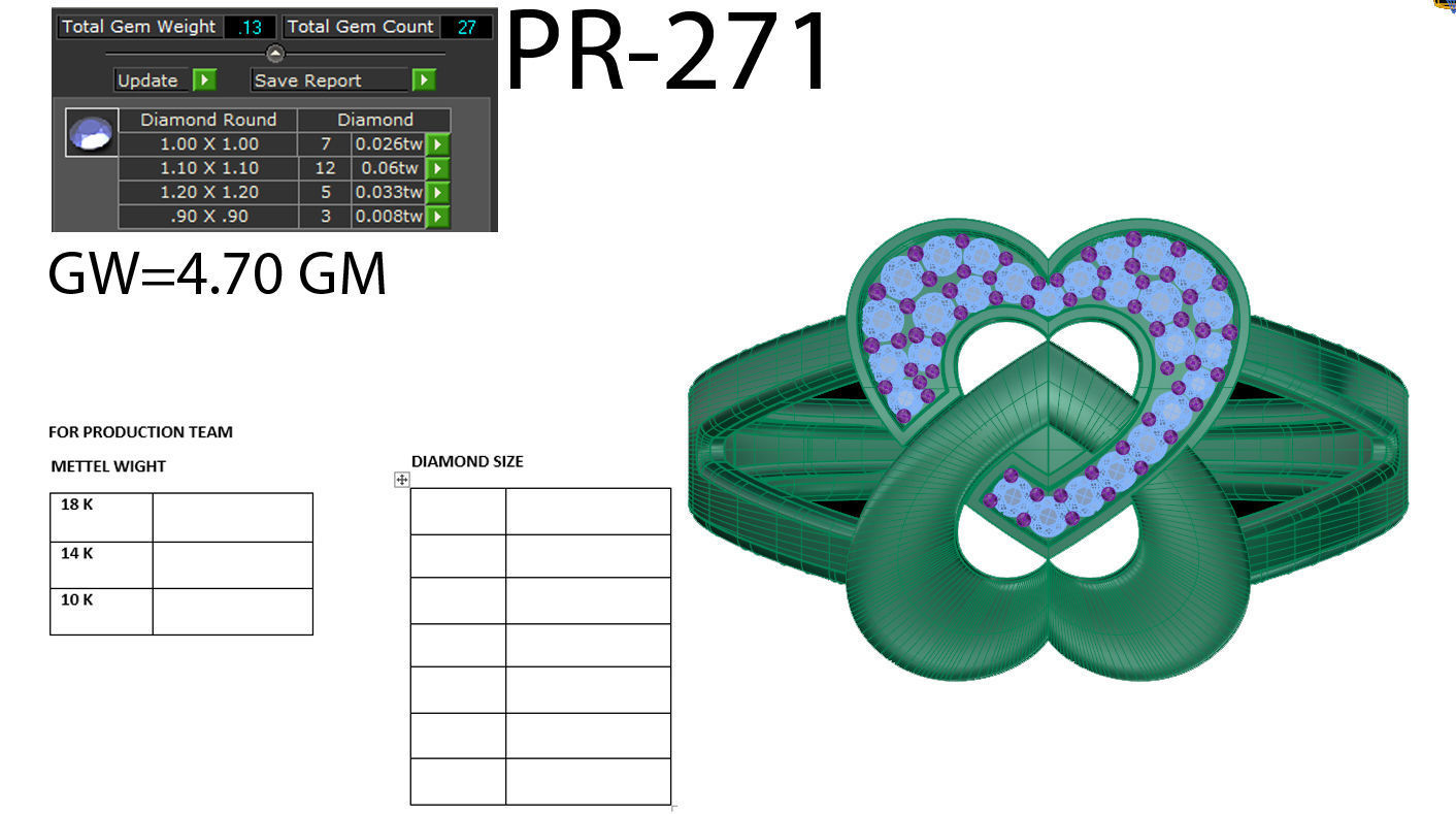 Heart Diamond Ring 3dm render details 3D print model_5