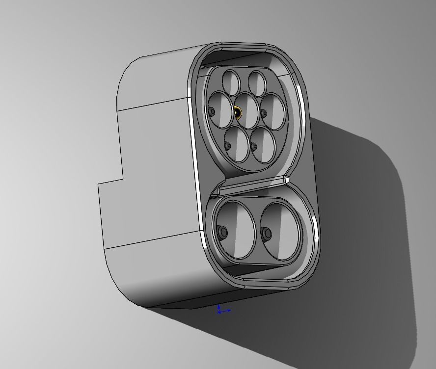 CCS Combo 2 Vehicle inlet  modes 2 and 3 and 4 IEC62196-3-2014 3D print model_3