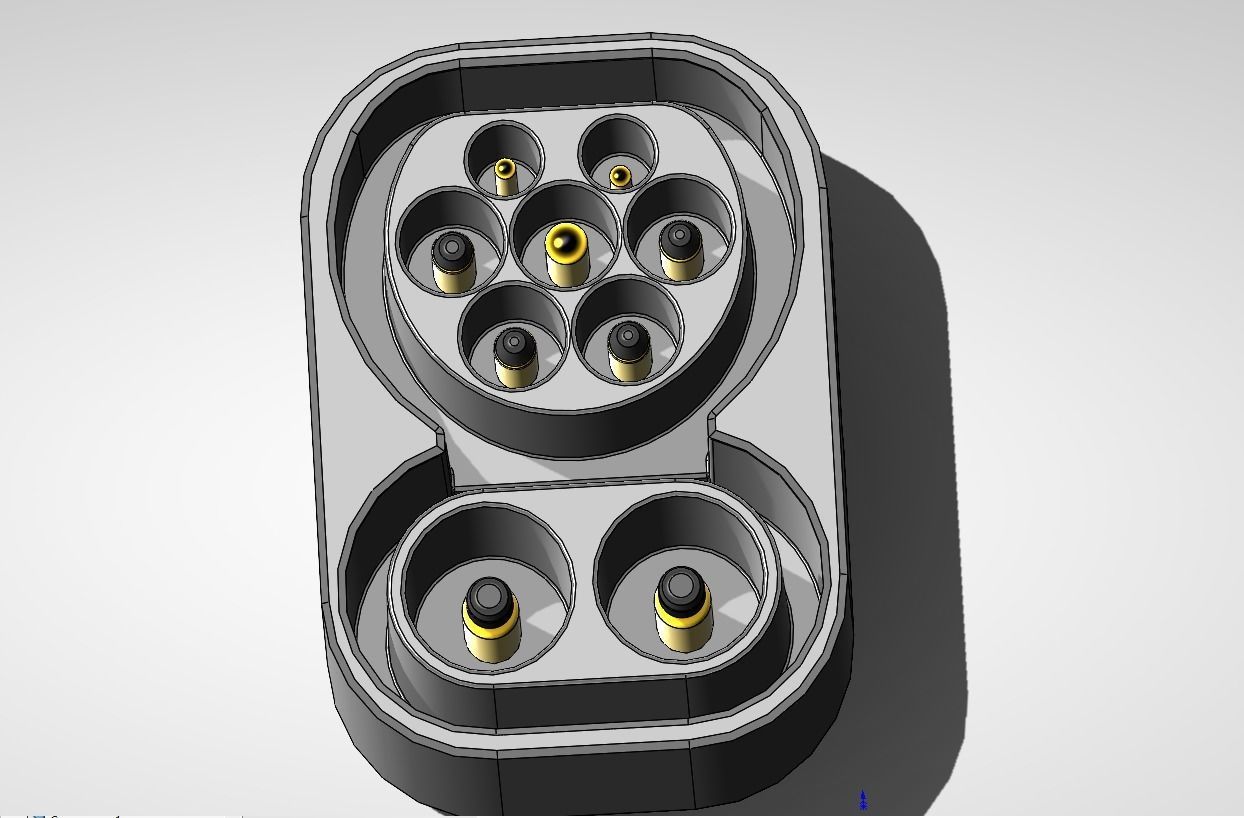 CCS Combo 2 Vehicle inlet  modes 2 and 3 and 4 IEC62196-3-2014 3D print model_1