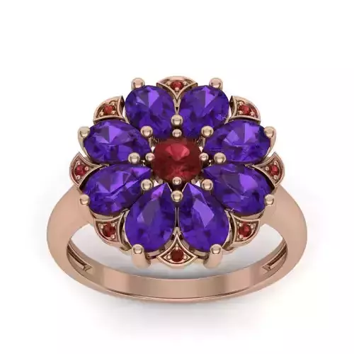 Women Cocktail Ring 3dm render details