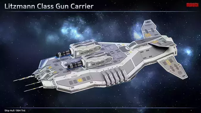 Spaceship Litzmann Gun Carrier Low-poly 3D model