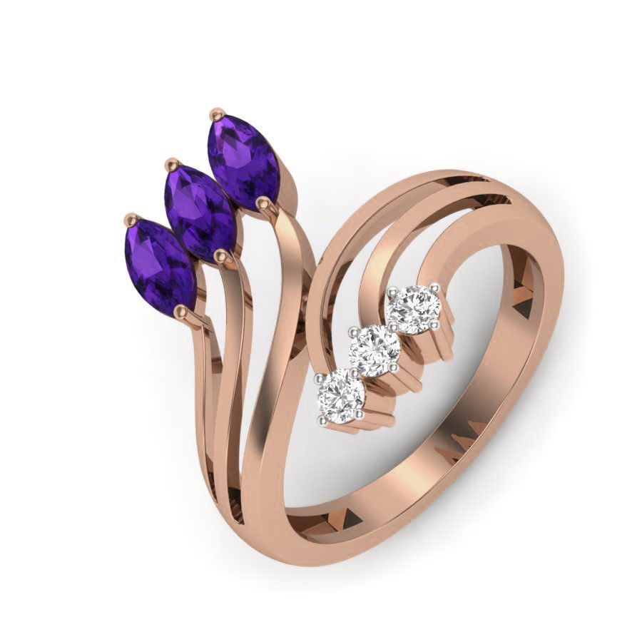 Women Diamond Ring 3dm render details 3D print model_4