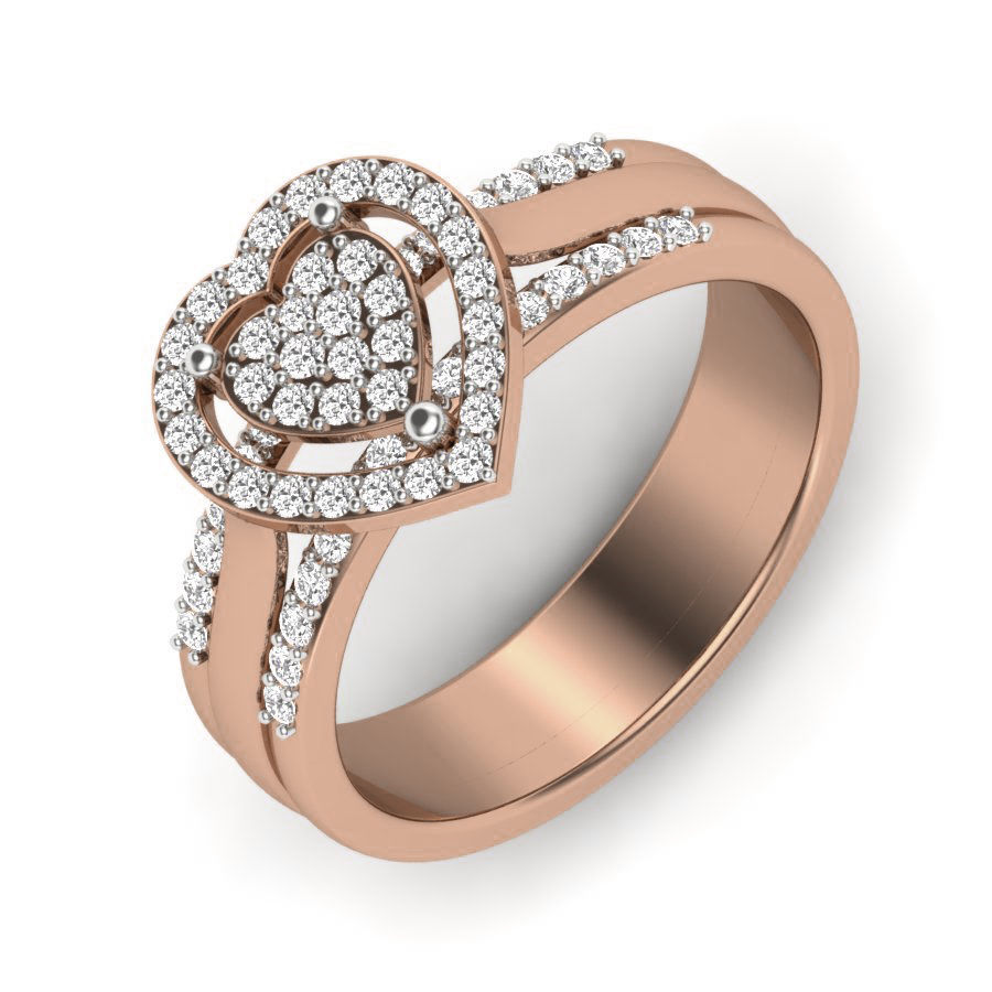 Heart Diamond Ring 3dm render details 3D print model_4