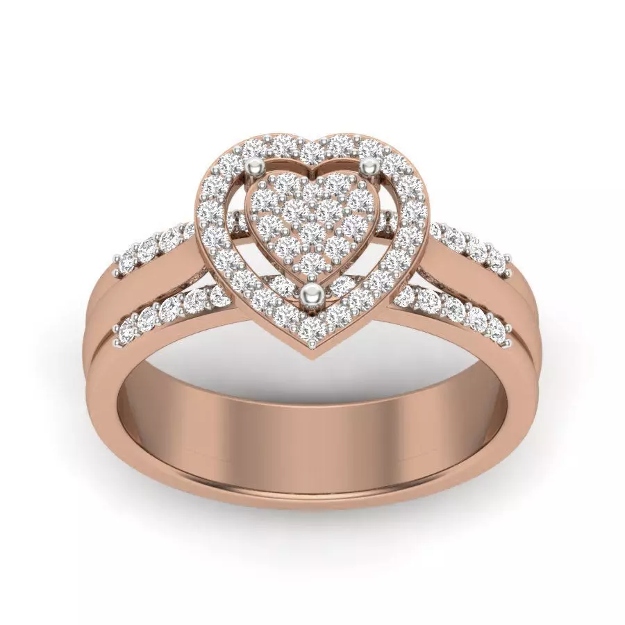 Heart Diamond Ring 3dm render details 3D print model_0