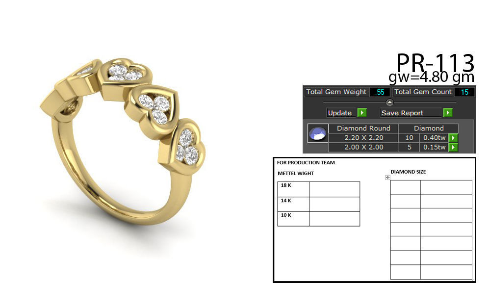 Heart Diamond Ring 3dm render details 3D print model_5