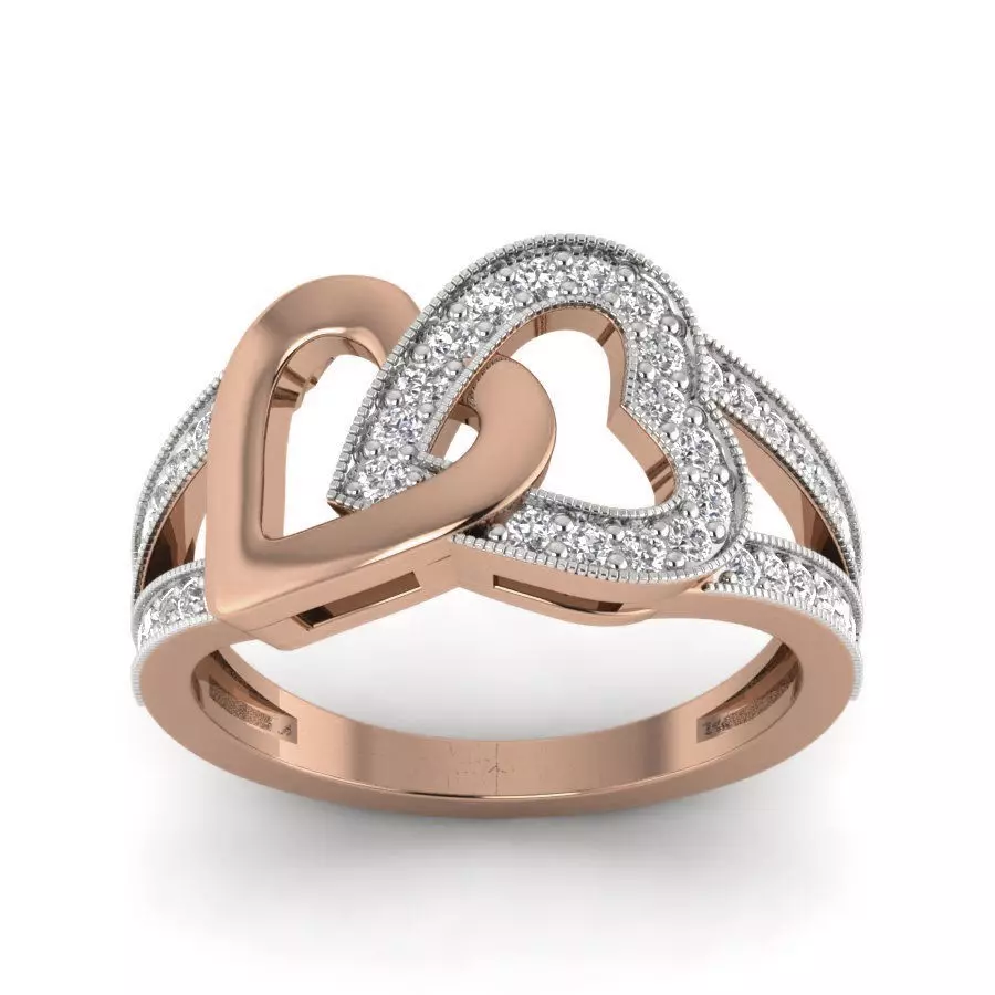 Heart Diamond Ring 3dm render details 3D print model_0