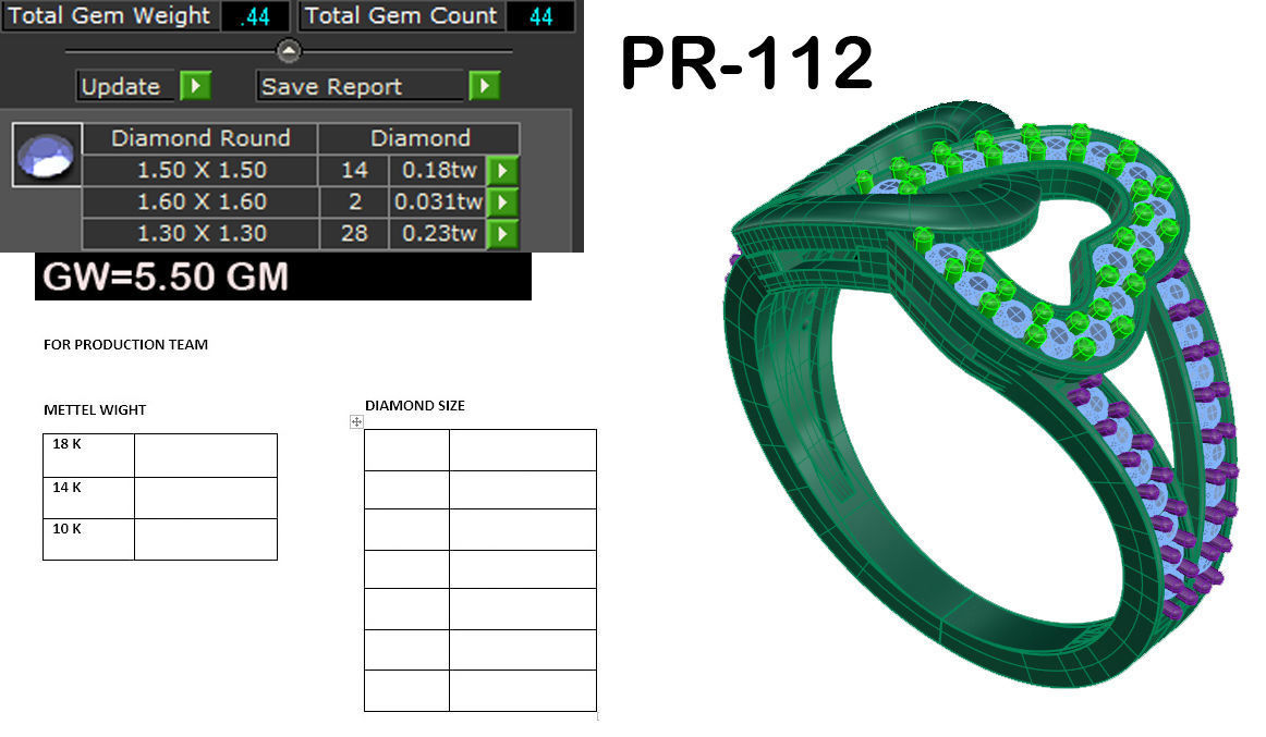 Heart Diamond Ring 3dm render details 3D print model_5