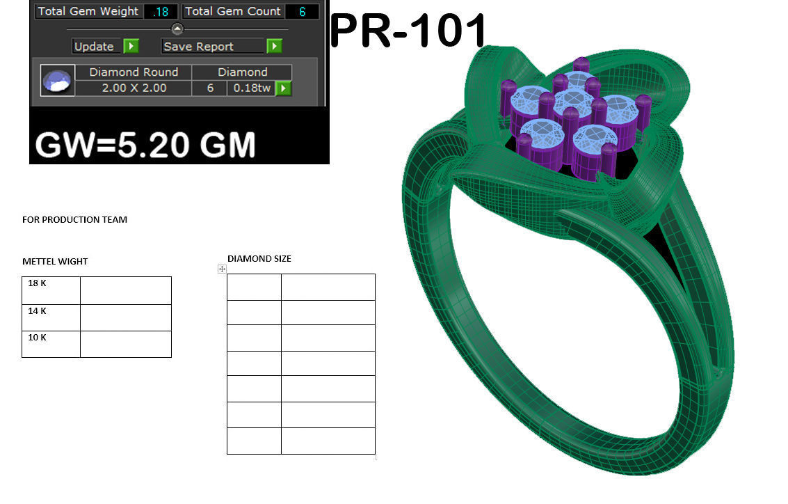 Women Diamond Ring 3dm render details 3D print model_5