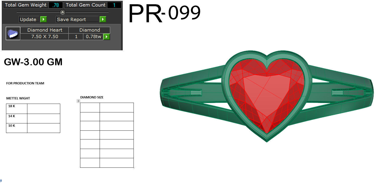 Heart Diamond Ring 3dm render details 3D print model_5
