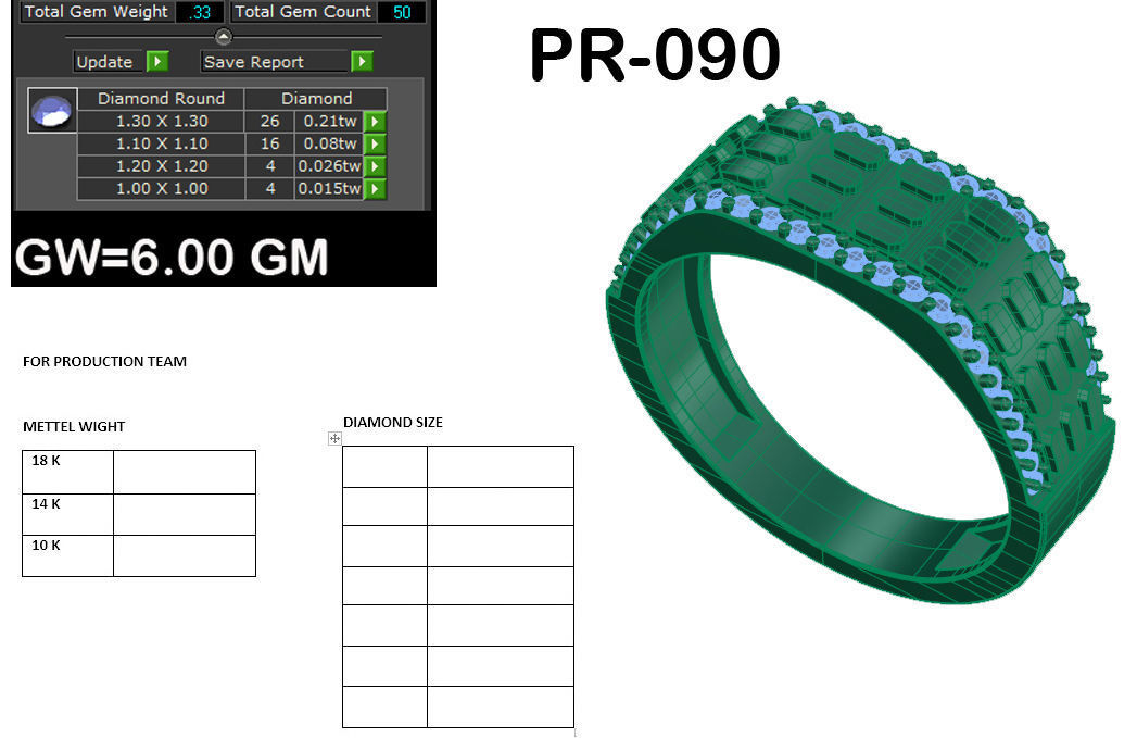 Gents Diamond Ring 3dm render details 3D print model_5